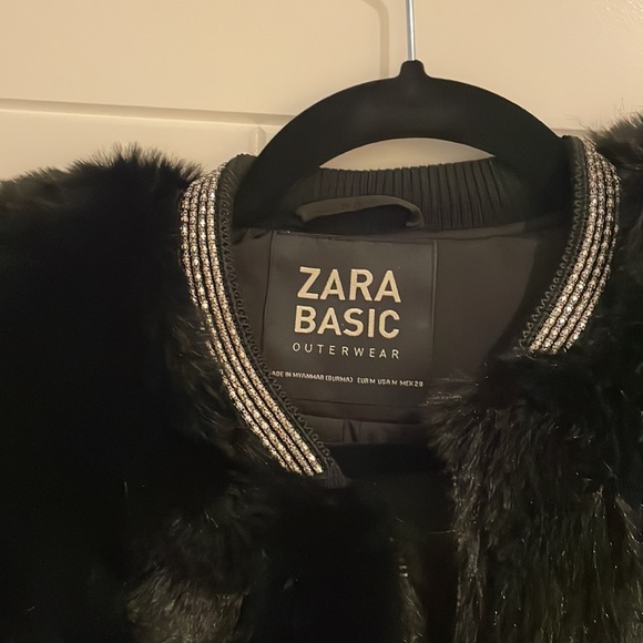 Zara Basic Faux Fur Bomber Size M - Picture 2 of 2